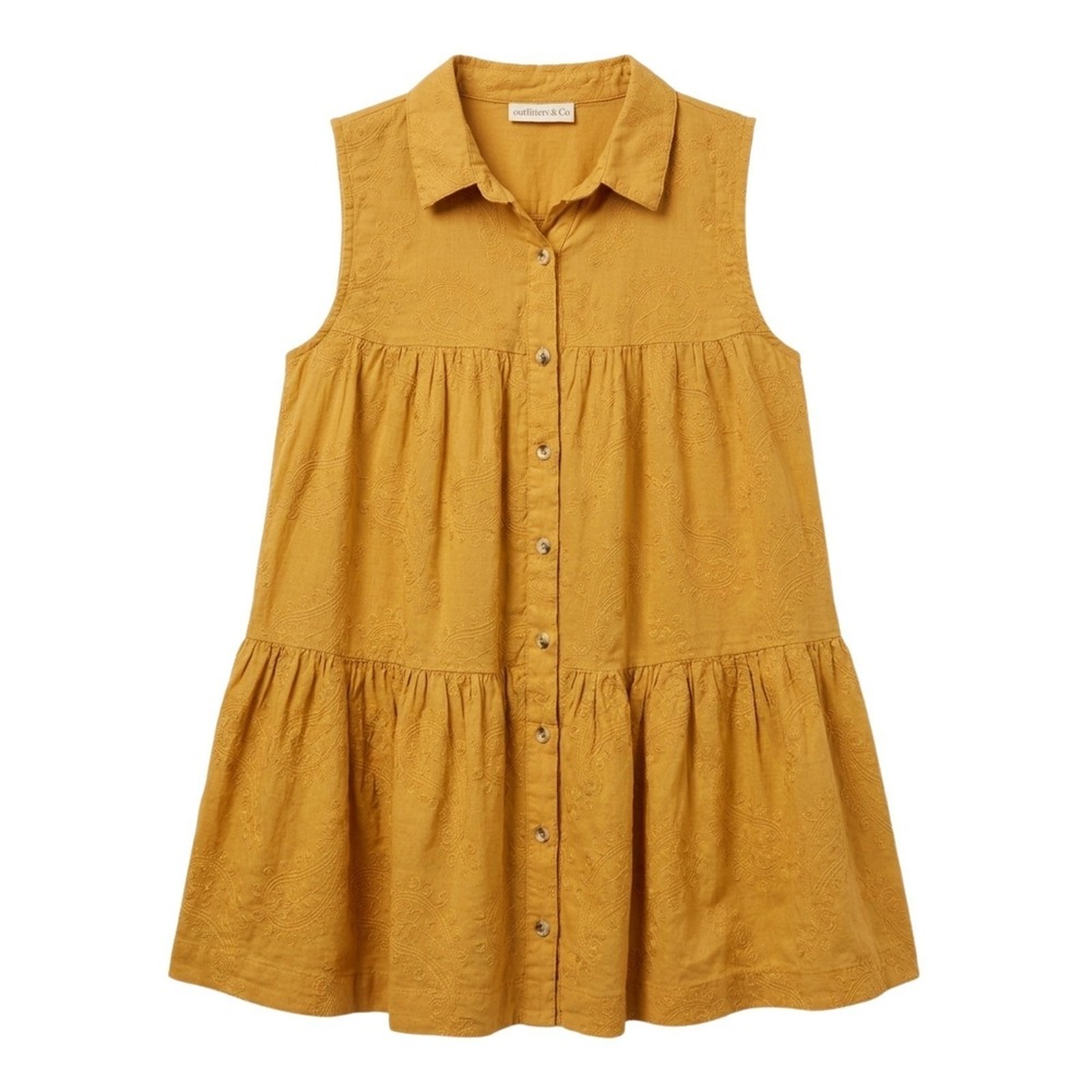 Bombay Paisley‎ Mustard Yellow  Embroidered Tiered Top XXS